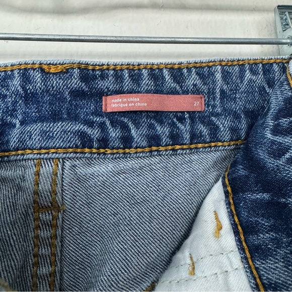 Anthropologie Pilcro The Vintage Straight Raw Hem Distressed Jeans Dark Wash 27 - Picture 7 of 16